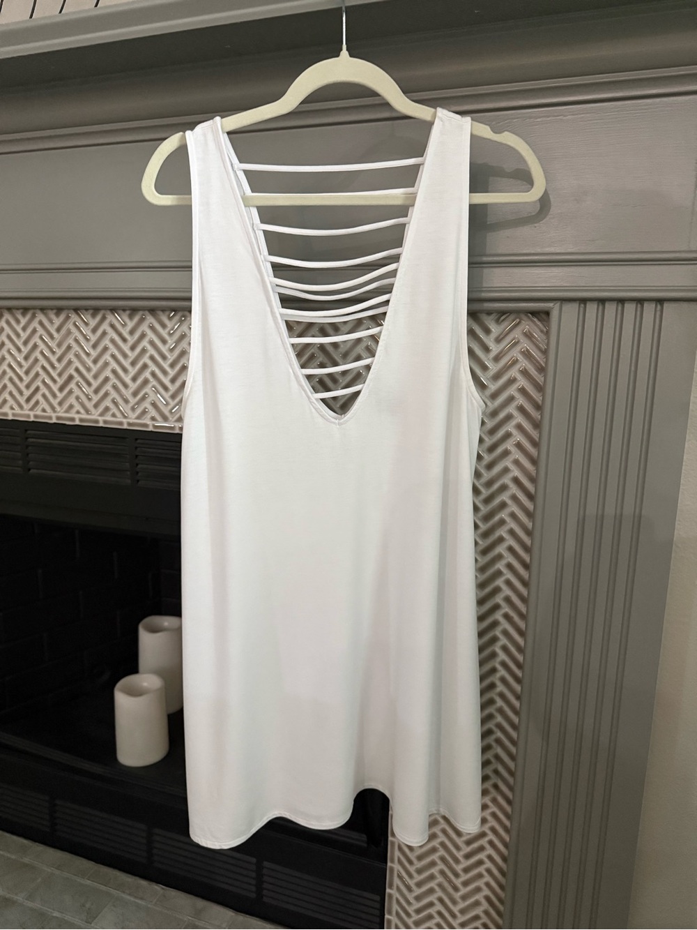 White Strappy Backless Swim Cover-Up